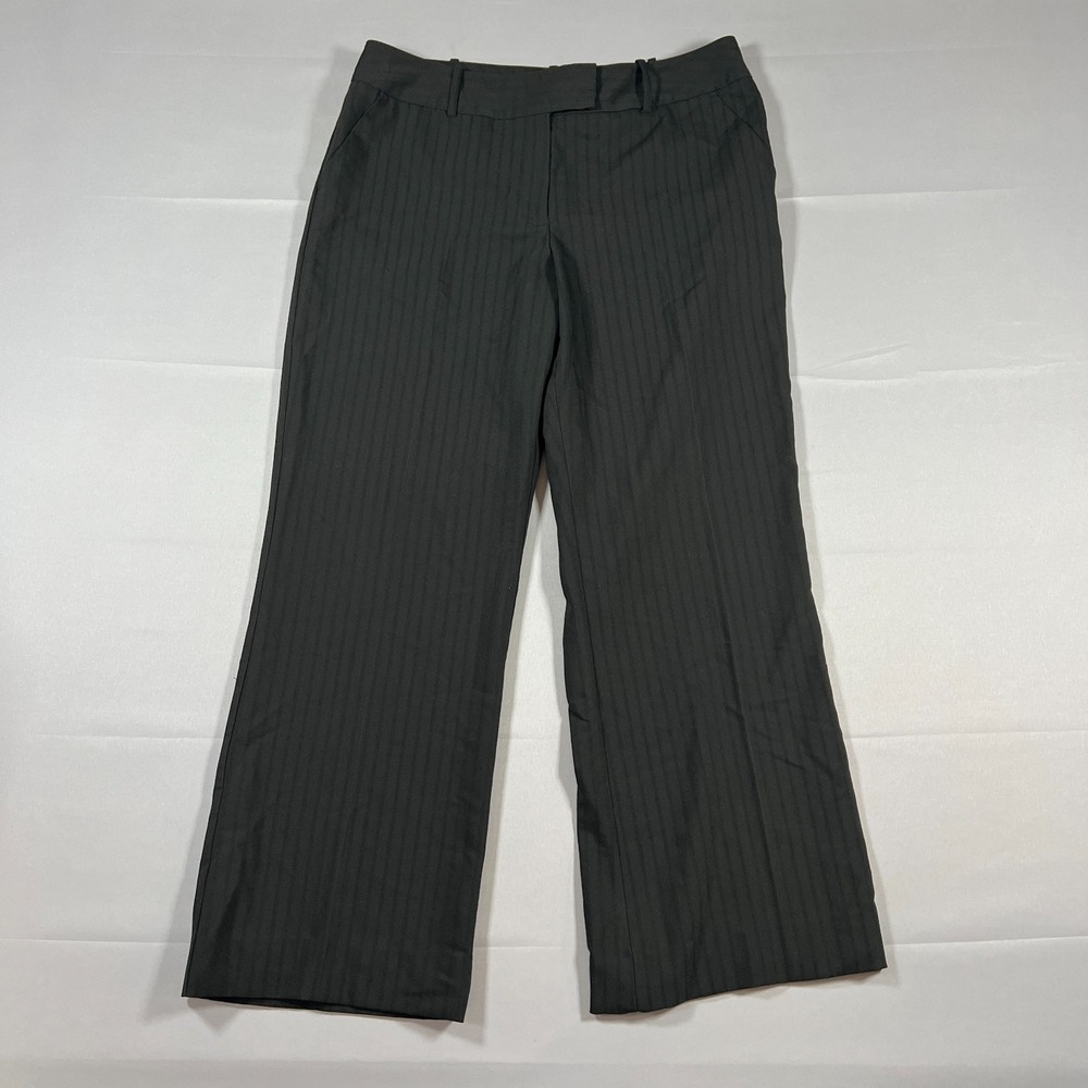 Worthington Dress Pants Womens 12 Black Striped Modern Fit Stretch Wide Leg